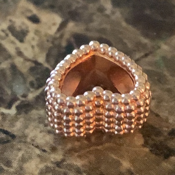 Authentic Pandora 14k Rose Gold Plated Beaded Open Heart Charm ALE MET New WOT - Picture 7 of 7